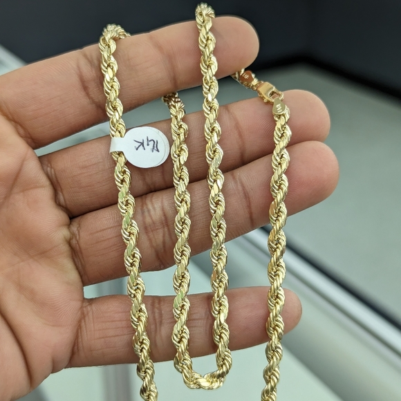 14kt Real Gold Rope Chain 5mm 24 Inch